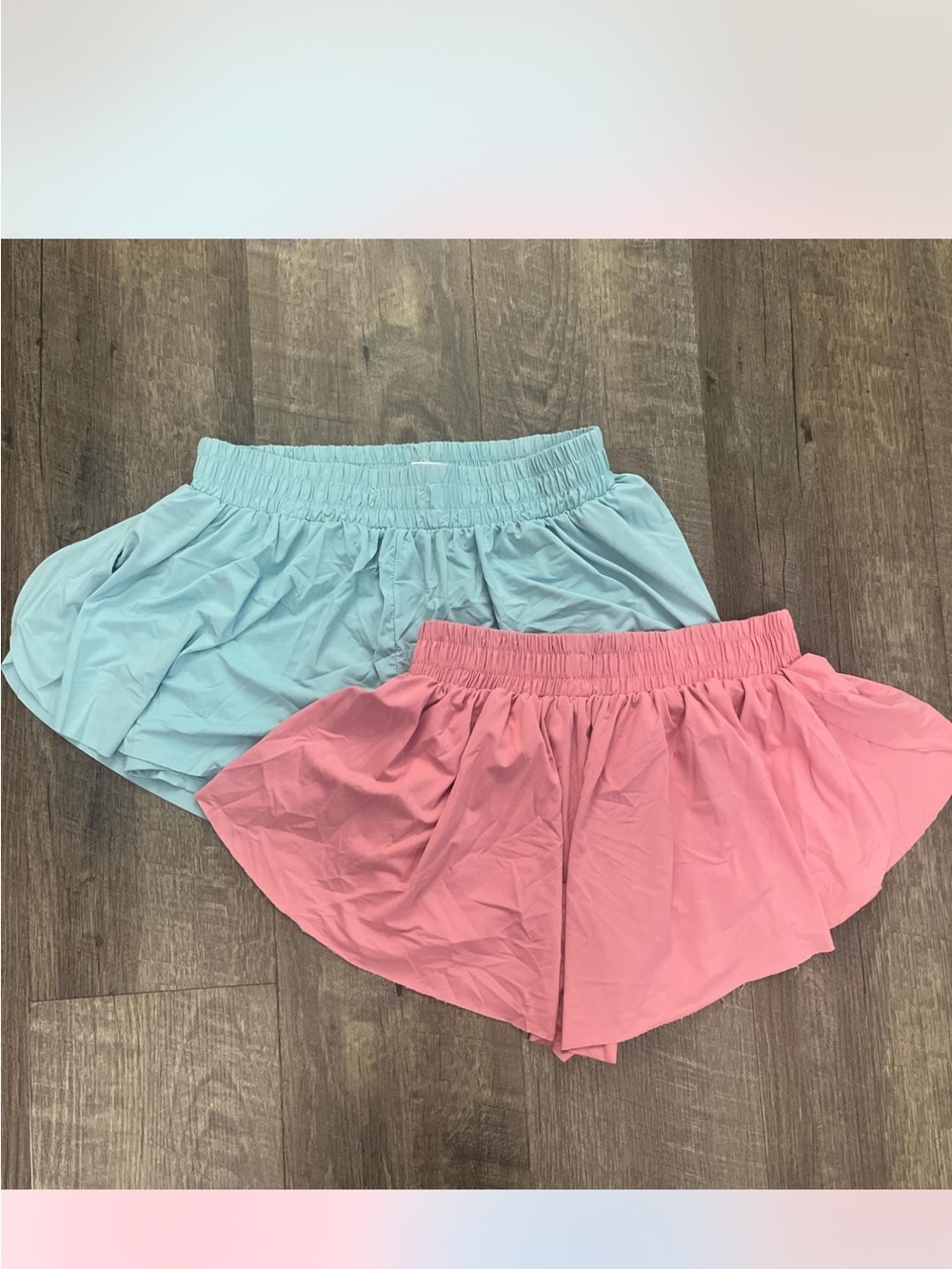Women’s Pink and Light Blue Pull-On Skort Shorts